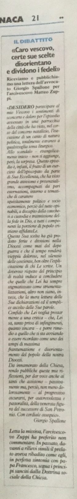 SPALLONE A MONS. ZUPPI: LEI È UN VESCOVO TROPPO DI PARTE E DIVISIVO. DOVREBBE RINUNCIARE. Zuppi 6 250x1602